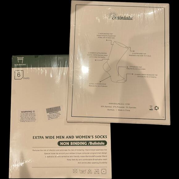 2 Pkgs x 6 Bulinlulu Diabetic Non Binding Low Cut White Socks Unisex Size Large - Picture 3 of 10